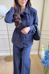 Womens Lapel Jacket + Pants Casual Set