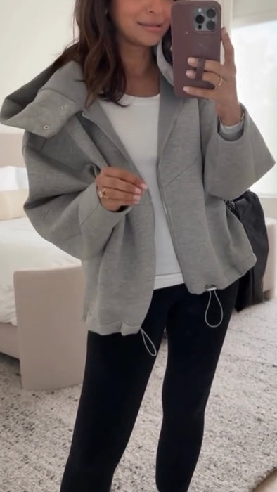 Women Round Neck Hooded Casual Coat