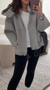 Women Round Neck Hooded Casual Coat