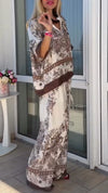 Women Lapel Print Loose Casual Suit