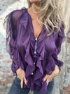 Ladies V-neck Patchwork Casual Top
