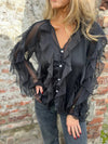 Ladies V-neck Patchwork Casual Top