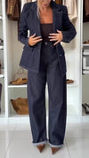 Ladies Collar Jacket+ Pants Casual Denim Suit