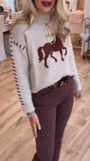 Ladies Round Neck Printed Casual Sweater