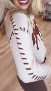 Ladies Round Neck Printed Casual Sweater