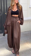 Ladies Collar Zipper Jacket+ Pants Casual Set