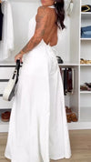Womens Lapel Behind Hollow Casual Temperament Jumpsuits