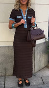 Womens Round Neck Spliced Casual Dress