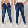 Womens Drawstring Washing Casual Jeanst