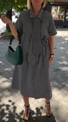 Women's Fake Two-piece Lapel Plaid Dress