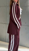 Women Lapel Vertical Jacket + Pants Casual Set