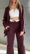 Women Lapel Vertical Jacket + Pants Casual Set