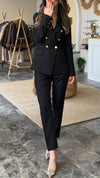 Women Lapel Double-breasted Jacket + Pants Temperament Commuting Suit