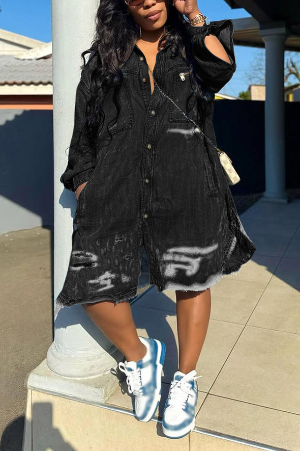 Women Lapel Breast Wash Wash Loose Casual Jumpsuit