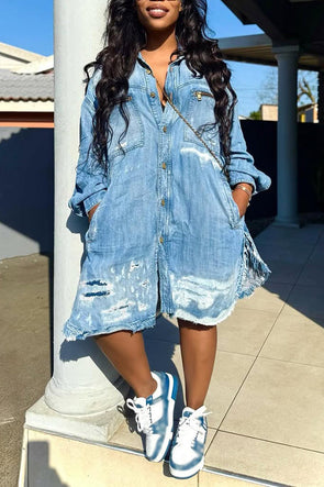 Women Lapel Breast Wash Wash Loose Casual Jumpsuit
