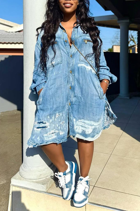 Women Lapel Breast Wash Wash Loose Casual Jumpsuit