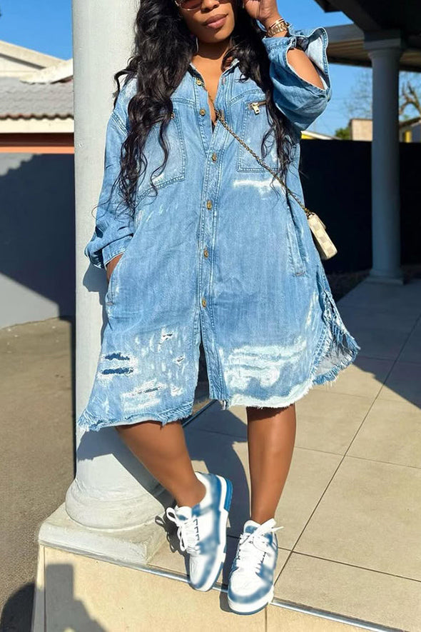 Women Lapel Breast Wash Wash Loose Casual Jumpsuit