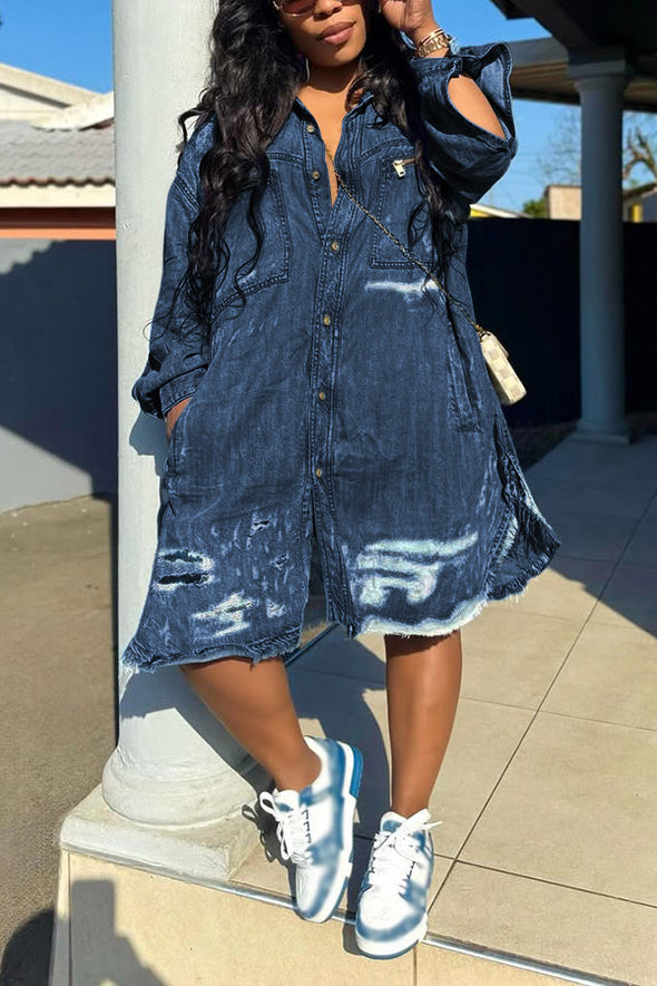 Women Lapel Breast Wash Wash Loose Casual Jumpsuit