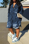 Women Lapel Breast Wash Wash Loose Casual Jumpsuit