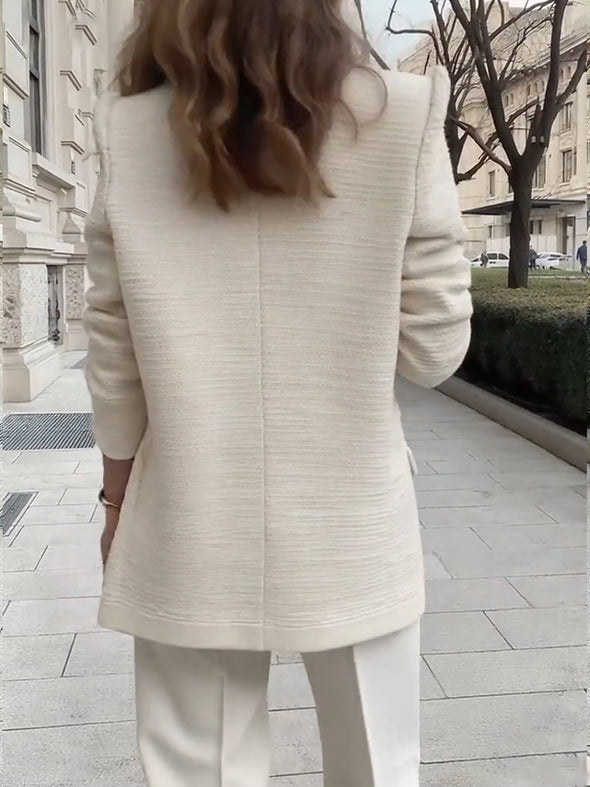 Women Lapel Double-breasted Temperament Casual Coat