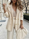 Women Lapel Double-breasted Temperament Casual Coat