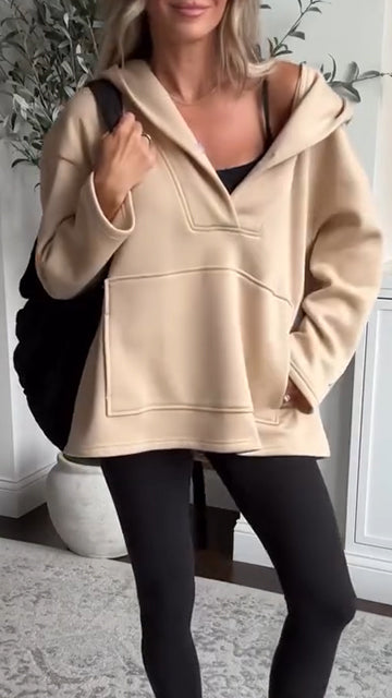 Womens Lapel Splicing Solid Color Casual Sweatshirt