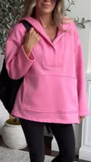 Womens Lapel Splicing Solid Color Casual Sweatshirt