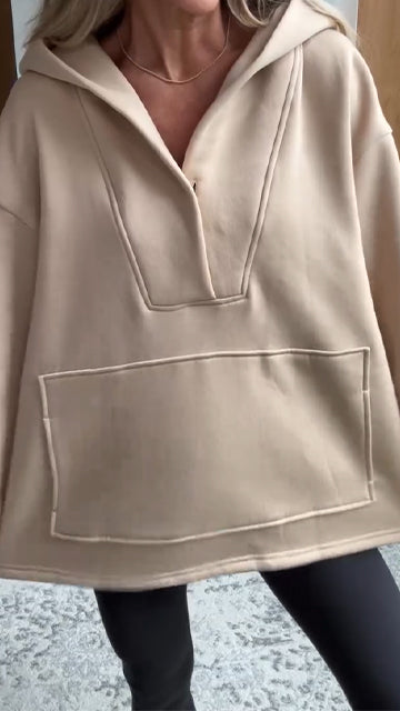 Womens Lapel Splicing Solid Color Casual Sweatshirt