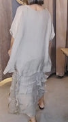 Women Round Neck Top + Multi-layer Skirt Casual Suit
