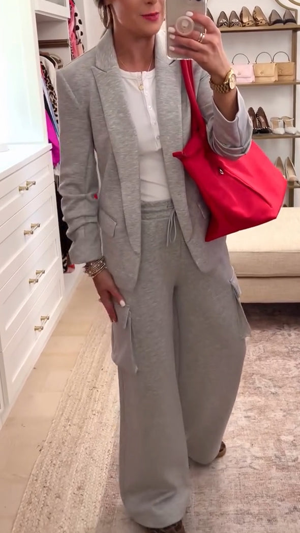 Womens Lapel Jacket + Pants Temperament Commuter Set