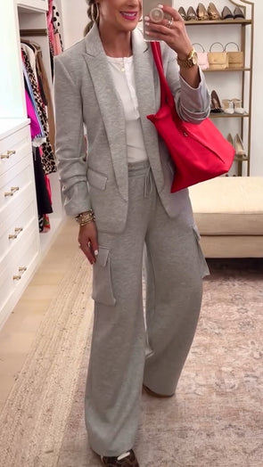 Womens Lapel Jacket + Pants Temperament Commuter Set