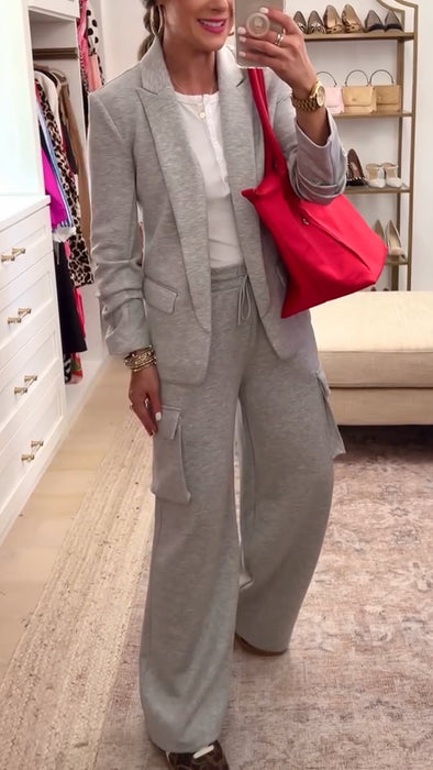 Womens Lapel Jacket + Pants Temperament Commuter Set