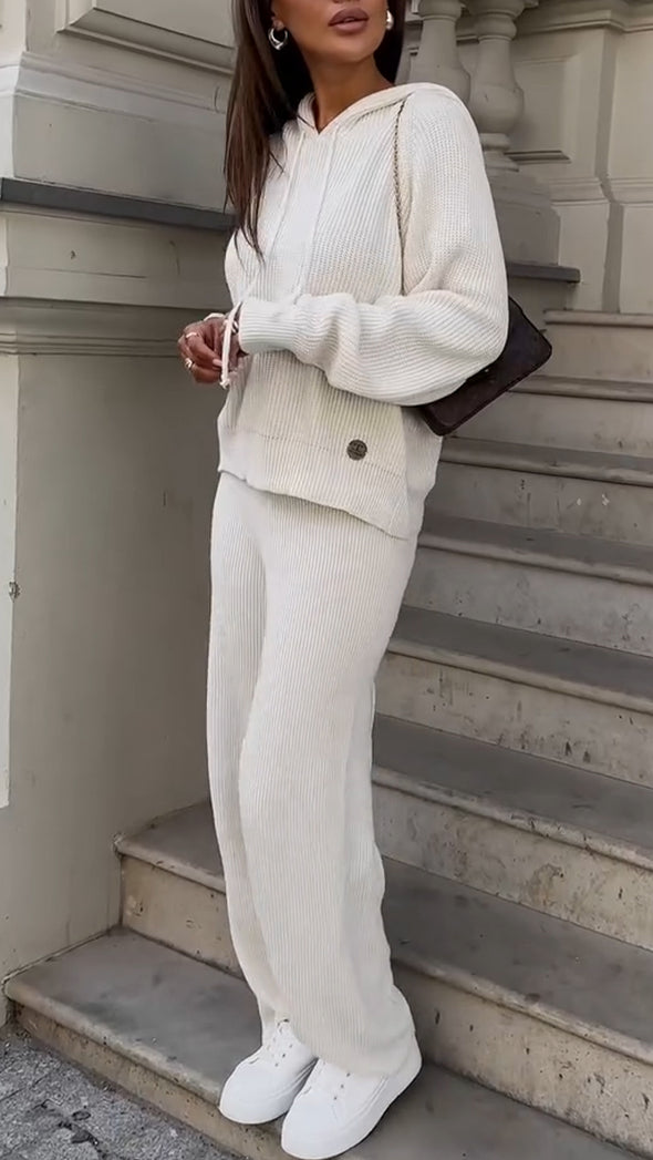 Women Round Neck Hooded Casual Suit