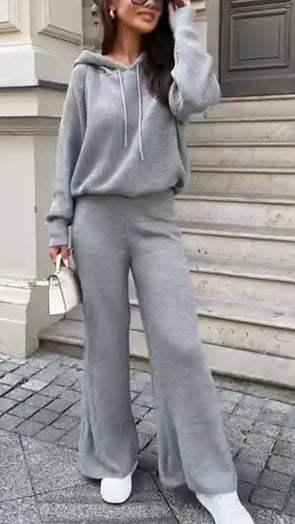 Women Round Neck Hooded Casual Suit
