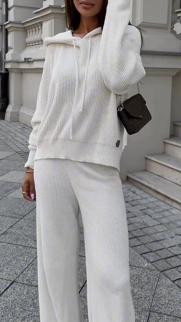 Women Round Neck Hooded Casual Suit