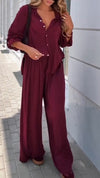 Ladies Collar Shirt+ Pants Casual Set