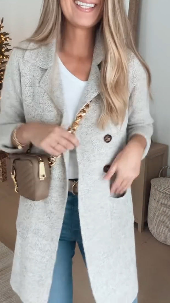 Women Lapel Temperament Casual Sweater Coat
