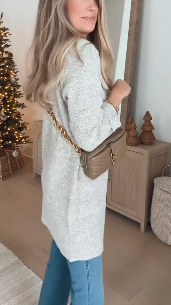 Women Lapel Temperament Casual Sweater Coat