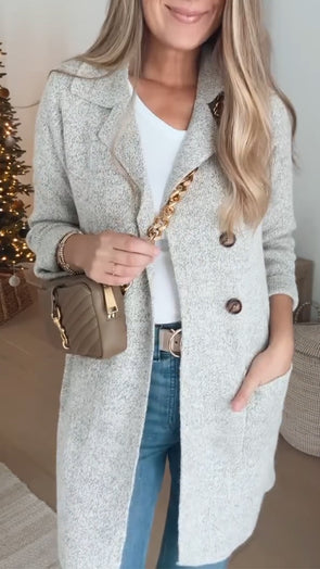 Women Lapel Temperament Casual Sweater Coat
