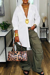 Women Lapel Long Shirt + Work Pants Casual Suit