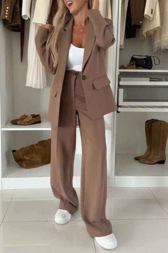 Womens Lapel Jacket + Pants Temperament Commuter Set