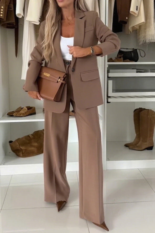 Womens Lapel Jacket + Pants Temperament Commuter Set