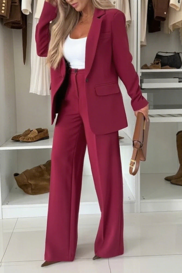 Womens Lapel Jacket + Pants Temperament Commuter Set