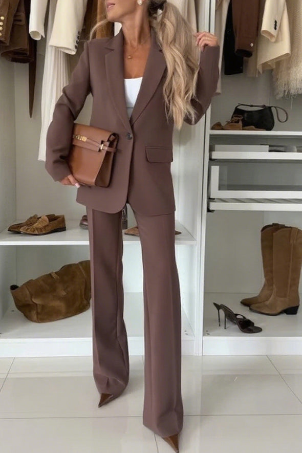 Womens Lapel Jacket + Pants Temperament Commuter Set