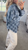 Women Lapel Checked Casual Jacket