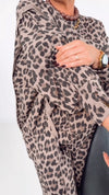Women Round Neck Leopard Print Loose Casual Set