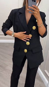 Womens Lapel Breasted Jacket + Pants Temperament Commuter Set