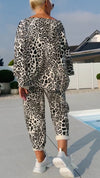 Womens Round Neck Printed Loose Casual Suit