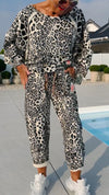 Womens Round Neck Printed Loose Casual Suit