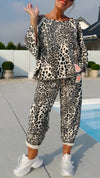 Womens Round Neck Printed Loose Casual Suit